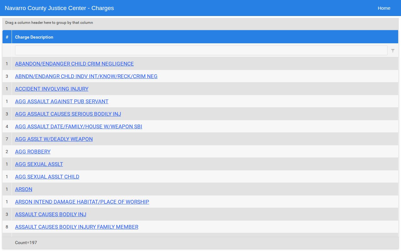 Navarro County jail roster charge search for booking records